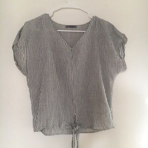 Navy and white stripe tie top
